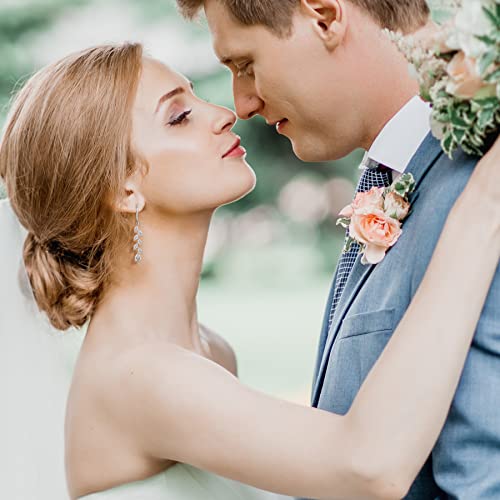 YL Wedding Dangle Earrings for Brides Bridesmaid Teardrop Birthstone Long Bridal Leverback Earrings Jewelry for Women2