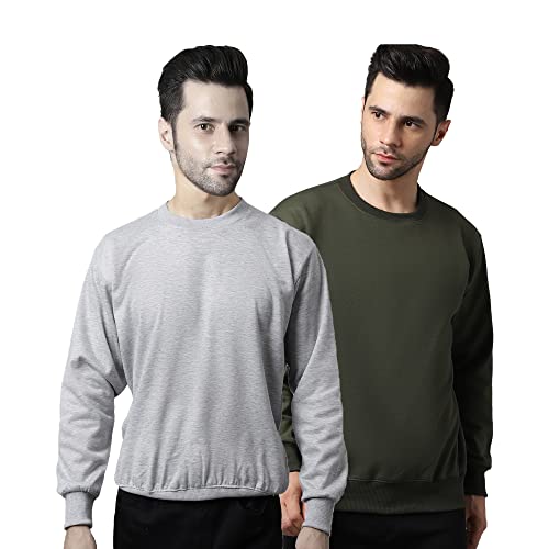 Image of Mack Jonney Fleece Round Neck Solid Sweatshirt for Men (Pack of 2)-SW RRN MLG MRN 02-P