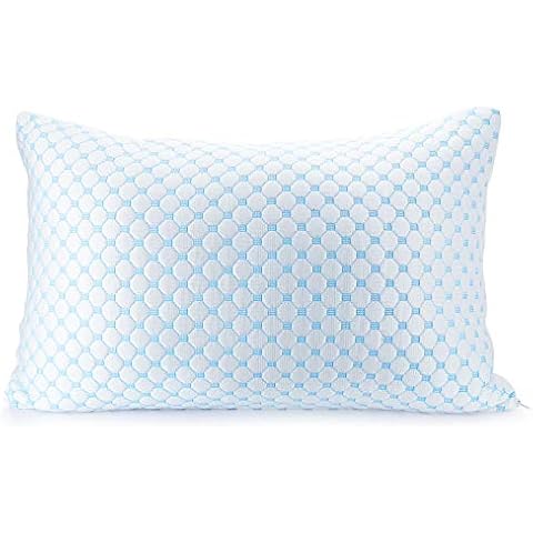 Clara Clark Cooling Pillows for Sleeping - Memory Foam Pillows - Luxury Gel Pillow with Reversible Cover Cool to Velvety - Breathable Bed Pillows for Side Sleepers - Queen - 18 x 26 Cover