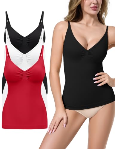 Image of EUYZOU Womens Tummy Control Shapewear Tank Tops Seamless V-Neck Compression Tank Tops Body Shaper Camisole