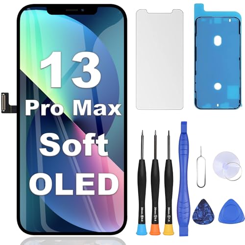 ZOETEC Soft OLED for iPhone 13 Pro Max Screen Replacement, 6.7 inches Full HD Retina Display Touch Screen Digitizer Frame Assembly with Repair Tools Kit