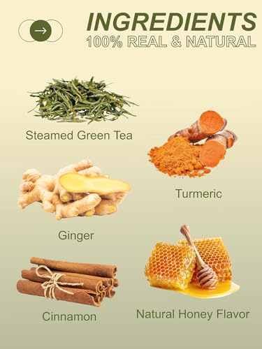Image of TeeLux Ginger Turmeric Green Tea Bags, Sweet Honey Aroma, Caffeinated 100ct