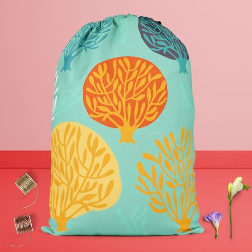 Image of ArtzFolio Leaf Art D3 | Reusable Sack Bag | Bag for Gym, Storage, Vegetable & Travel