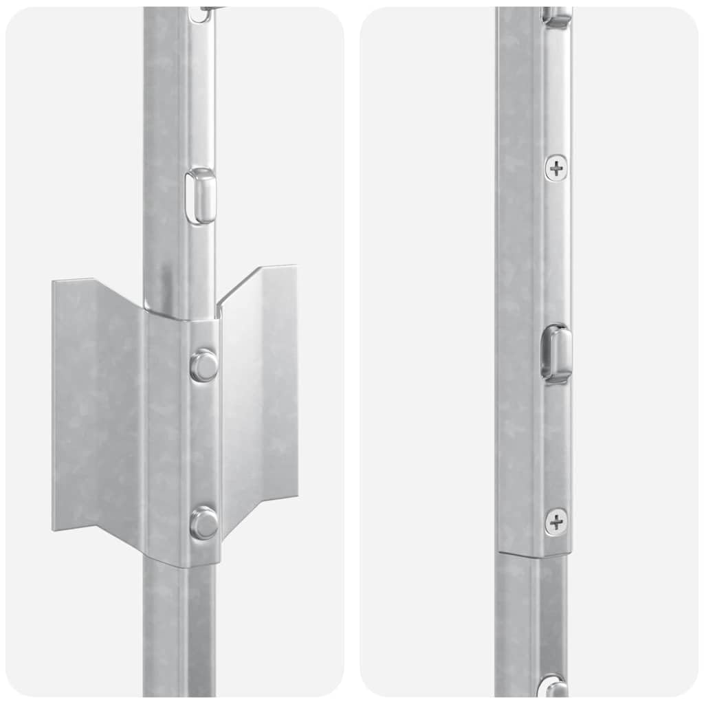 Postes de valla de 11 piezas, plata, 100 cm, acero, valla de jardín, valla de metal, valla de madera, protección visual, postes acopladores, cerrojo para limitación de terrenos, montaje