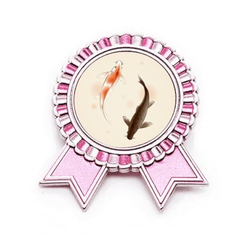 Broche traditionnelle chinoise japonaise poisson rose en métal