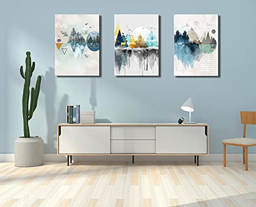 Msspart 3 Piece Deer Canvas Prints Wall Art Paintings Abstract Geometry Modern Artworks Pictures For Living Room Dining Room Bedroom Decoration, 12"X16" Office Home Bathroom Wall Decor Posters #TOP4