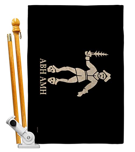 Bartholomew Roberts 2nd House Flag - Set Coastal Pirate Ship Skull Treasure Map Carribean Jolly Blackbeard Jack - Decoration Banner Small Garden Yard Gift Double-Sided Made in USA 28 X 40