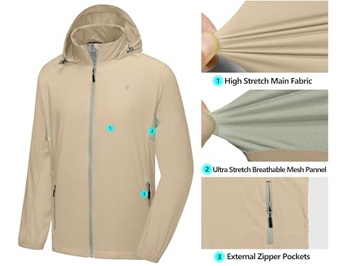 Little Donkey Andy Mens Sun Protection Breathable Jacket UPF 50+, Lightweight Summer Shirts Packable for Running Hiking4