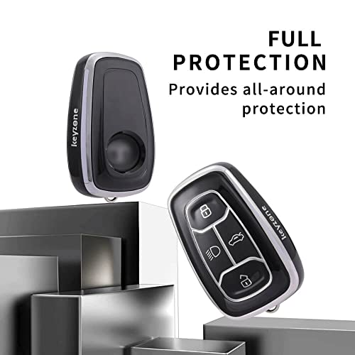Image of Keyzone TPU Car Key Cover Compatible for: Nexon, Harrier, Tigor BS6, Tigor EV, Safari 2021, Altroz, Safari Gold, Gravitas, Punch Smart Key (Silver Black)