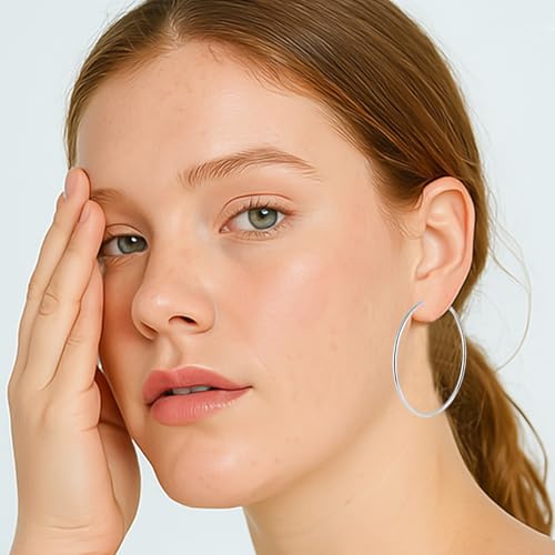 70mm Large Stainless Steel Silver 14K Gold Plated Hoop Earrings for Women Lightweight Hoops Hypoallergenic Big Thin Dangle3