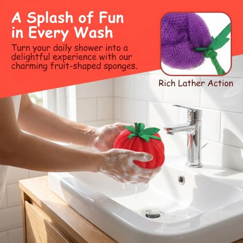 Bola de baño de fruta exfoliante para limpieza profunda en pack de 8 2