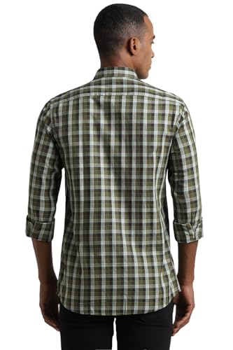 Image of Peter England Men 100% Cotton Slim Fit Checkered Casual Everyday Full Sleeve Shirt |