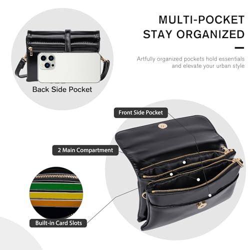 Image of Small Crossbody Bags for Women,Vegan Leather Cell Phone Purse with Adjustable Shoulder Strap for Travel
