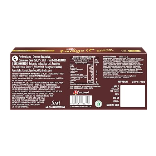 Image of Britannia Cakes Fudge It Chocolate Brownie, 120 g (Pack of 3)