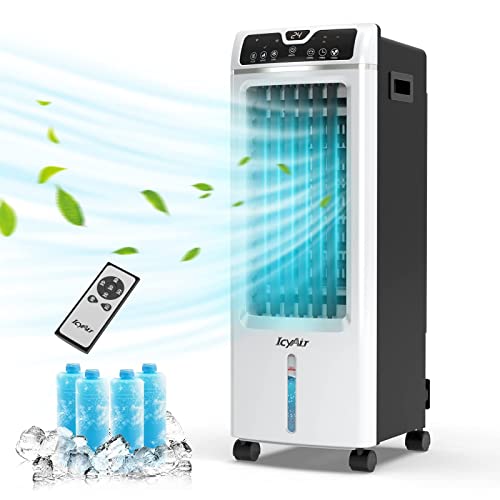 Mobile Klimaanlage, 4 in 1 Luftkühler, Ventilator, Luftbefeuchter, Luftreiniger mit Fernbedienung, 3 Modi & 3 Geschwindigkeiten, 4.5L Wassertank, 1-7H Timer, 600 m³/h Mobiles Klimagerät für Zuhause Cover