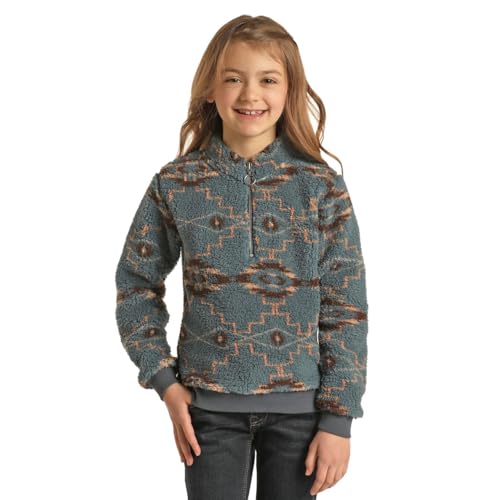 Girls' Aztec Sherpa Indigo Pullover G4T2354 by Rock & Roll Cowgirl