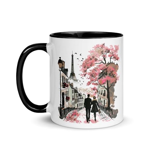 Mug Paris tour Eiffel France Souvenir Voyage Tasse Monuments Dessin Romantisme Élégance Déco Café Ville Lumière Thé Cadeau Art Original France Romantique...
