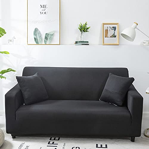 Housse canapé d'angle extensible noire salon protectrice 2 places