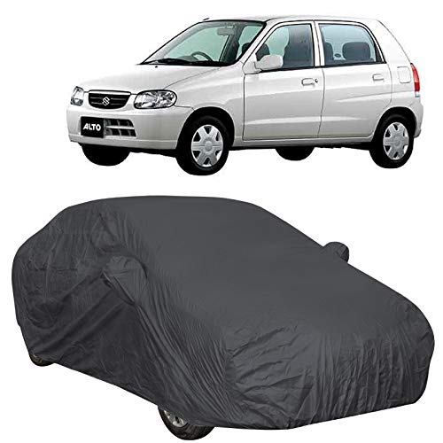 Image of 190 Taffeta Water Resistant Car Body Cover Compatible with Maruti Alto Old Model (2000 to 2014) with Mirror Pockets (Grey /Navy Blue)