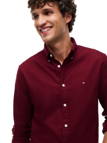Image of Tommy Hilfiger Men's Long Sleeve Oxford Shirts in Regular Fit, Men's Button Down Shirts, Also Available in Big and Tall