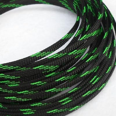 12 colors 4mm 6mm 8mm PET braided tube hose cable harness nylon mesh sheath extended three woven encrypted protection sleeve - (Color: Black-Green, Inside Diameter: 50M-6mm)