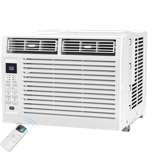 Antarctic Star 6,000 BTU Window Air Conditioner, Window AC Unit, Cools Rooms up to 250 Sq.Ft., 6 in 1 Modes Air Conditioner Window Unit with Remote Control, Easy to Install, Energy Saving, White