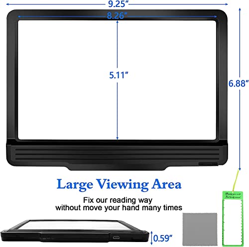 Nzqxjxz 5X Rechargeable Full Book Page Magnifier 6“ X 9" Magnifying Glass For Reading 43 Ultra-Bright Led Light Small Print Magnifier Lightweight For Low Visual Person And Seniors #TOP5