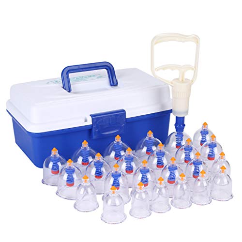 Set de 24 ventosas para cupping, terapia tradicional china con mango de bombeo, masajeador corporal por vacío anti-celulitis para uso doméstico en adultos miniatura 1