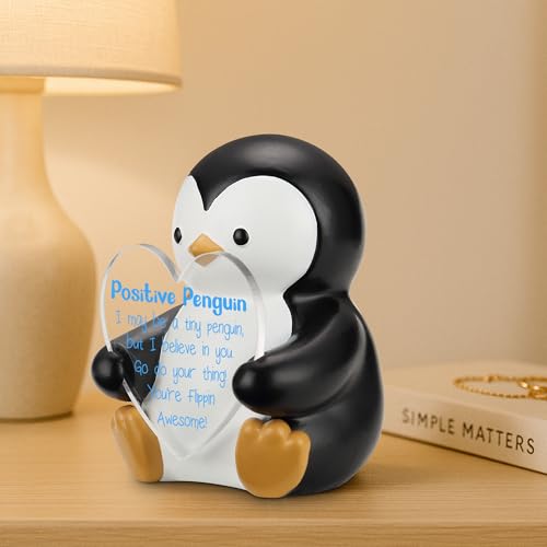 Figura decorativa de pingüino positivo en resina miniatura 4