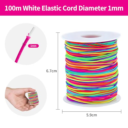 QILUCKY Elastic Cord,Rainbow Color Stretch String Cord for Beading Jewelry - Image 2