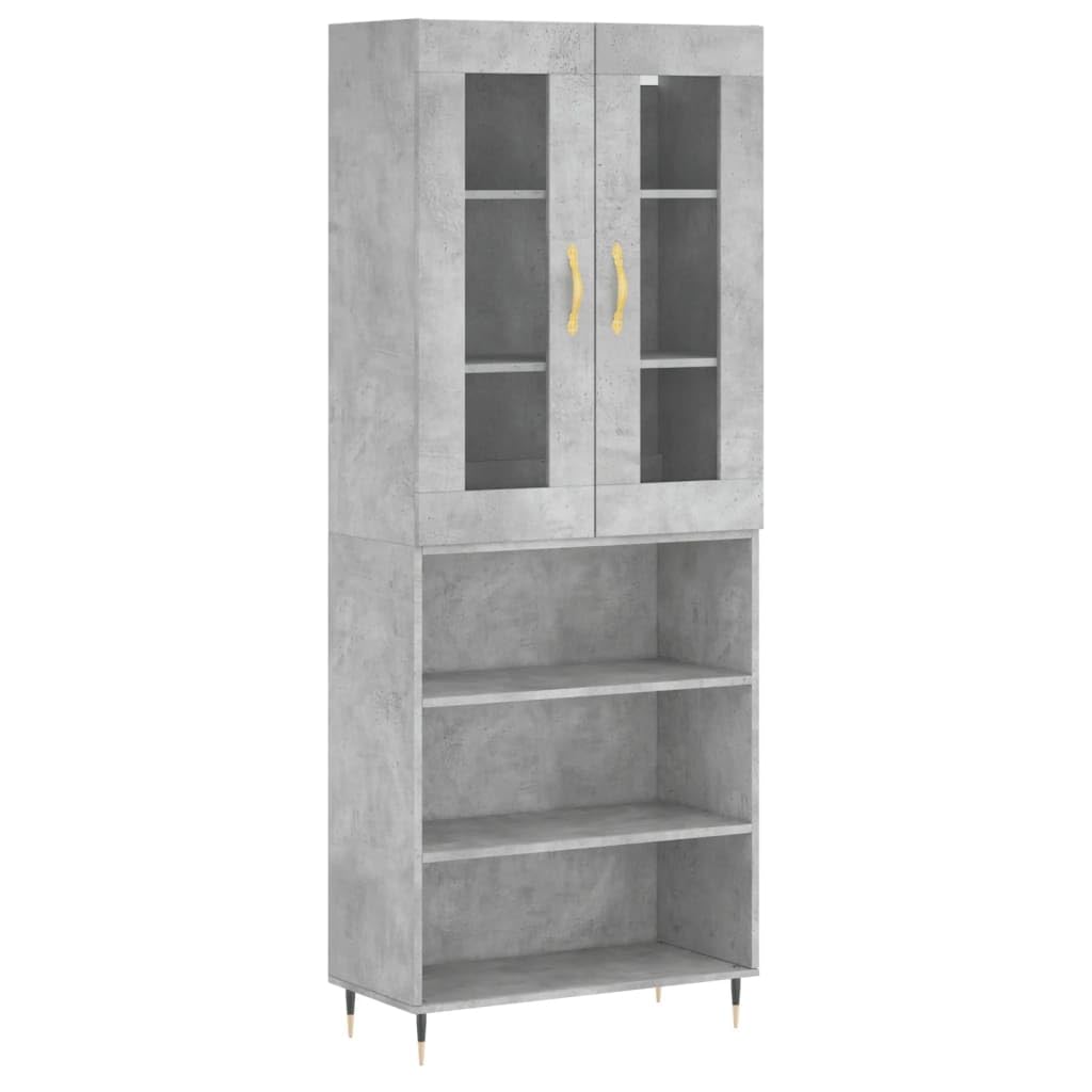 Meuble haut gris béton 69,5 x 34 x 180 cm Armoire en bois