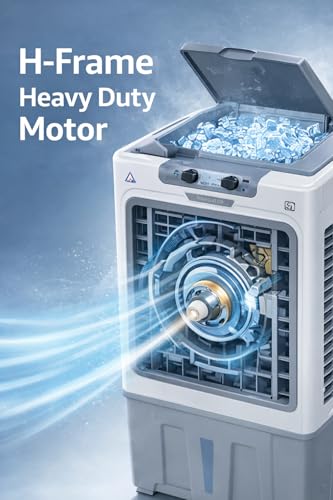 Image of Navigator 130 Air Cooler | 130L Tank | 4800 m /hr Air Flow | 21 Inch Fan | Heavy Duty Motor | Ice Chamber | Honeycomb Pads | Desert Cooler for Home & Commercial Use