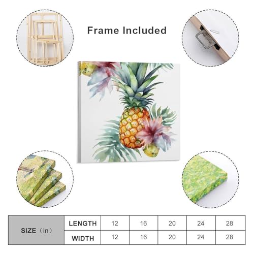 Toile murale abstraite d'ananas avec cadre moderne panoramique