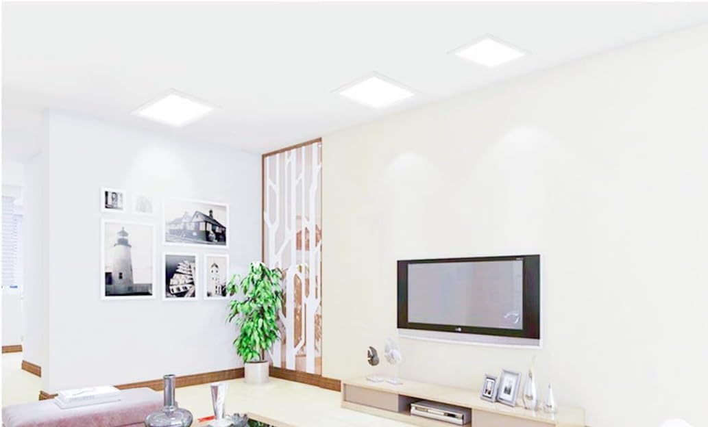 ONSSI Placa LED de Techo 20W 2000lm,Cuadrada 220x220mm,(Blanco Frío,6000k) Panel Led Super slim Empotrado (PACK 5)