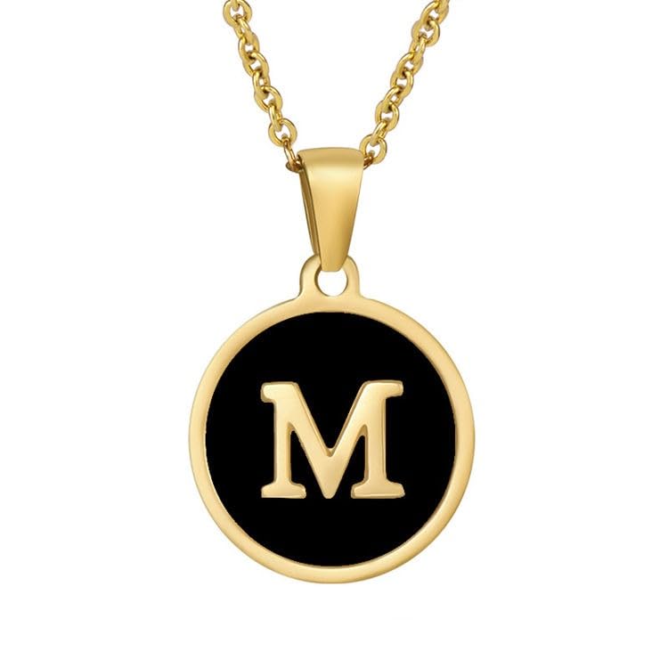 Pinapes Fashion Round 26 Letter Necklace Stainless Steel Initial Necklace Enamel Pendent Necklace (Alphabet-M) (B0CKVTK9CF) Amazon Price History, Amazon Price Tracker