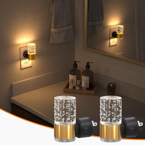 Image of NIORSUN Night Light Plug into Wall, Dimmable Nights Lights with 3 CCT & 5 Brightness Levels, Slim Acrylic Plug in Night Light, Auto Dusk to Dawn Sensor for Stairs, Hallway, Bathroom(2 Pack, Gold)
