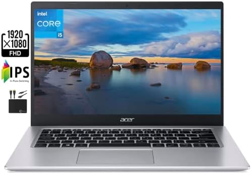 Acer 2022 Aspire 5 14″ FHD IPS Thin & Light Laptop, Quad-Core Intel i5-1135G7 (Upto 4.2GHz, Beat i7-1065G7), Iris Xe Graphics, 8GB RAM, 256GB PCIe SSD,WiFi 6,Webcam, 10h Battery, Win 11+MarxsolCables