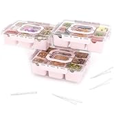 REBECAT Divided Serving Tray with Lid and Handles 9 Compartments Snack Box Container Charcuterie ...