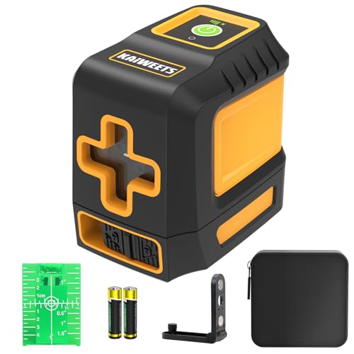 KAIWEETS Green Laser Level, Cross Laser Line, ® 98ft/30M Laser Level Self Levelling with Manual Mode and Pulse Function, IP54, Adjustable Lightness Line, Carrying Bag, Magnetic Base, 2 AA Batteries