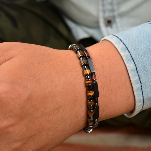 Pulsera Masculina Ajustable con Piedras y Cadena de Acero miniatura 4
