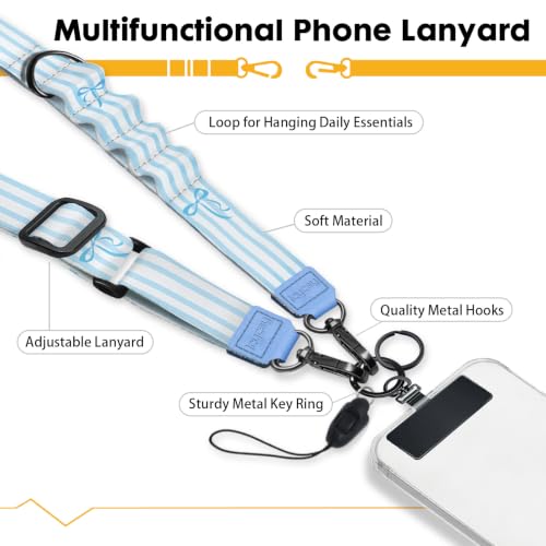 Image of Icycay Phone Lanyard Crossbody Strap Neck Adjustable Teacher Women Striped | for Cell Phone Case Keys ID Badges, Anti Theft, Multifuctional, Cute Phone Holder, Travel Hiking Essential Accessories, Gifts