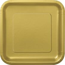 Gold Solid Square Dessert Plates - 7" Pack of 16 - Elegant & Durable Design - Great for Parties & Special Occasions