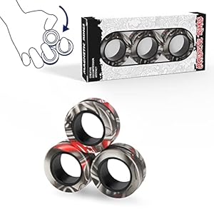 3PCS Magnetic Rings Fidget Toy Set, Idea ADHD Hand Exerciser Fidget Toys, Adult Fidget Magnets Spinner Rings for Anxiety…