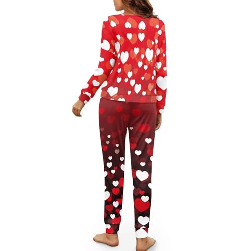 Image of Womens Lounge Set Long Sleeve Soft Pajama Sets Casual 2 Piece Pj Outfit Crewneck Sleepwear with Pockets Plus Size
