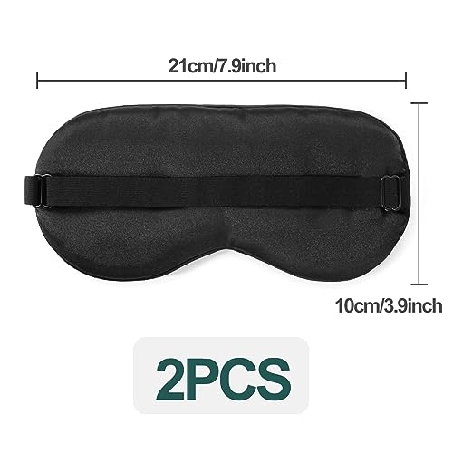 Quelcc Sleep Mask, 2 Pack Silk Eye Mask, Soft Eye Mask for Sleeping, Light-Blackout Design, with Adjustable Strap, for Night, Travel, Nap (Black) - Image 3
