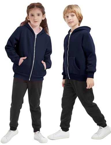 Image of Kids Sherpa Lined Zip Up Hoodie Winter Warm Fleece Jacket 4-15Y