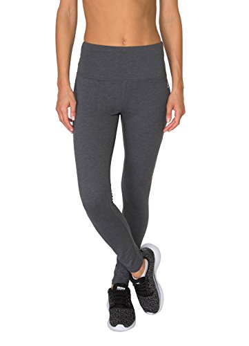 RBX Active Women's Cotton Spandex Tummy Control Workout Legging,Charcoal Grey,Large