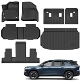 SHINJEW Floor Mats Fit for 2024 2025 2026 Chevrolet Traverse 7 Seats (Bucket Seats),3 Row Floor Mats & Backrest mats & Trunk mat for Chevy Traverse Accessories