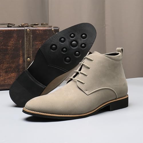 Image of rismart Men's Suede Chukka Boots Plain Toe Lace Up Oxfords Business Casual Shoes