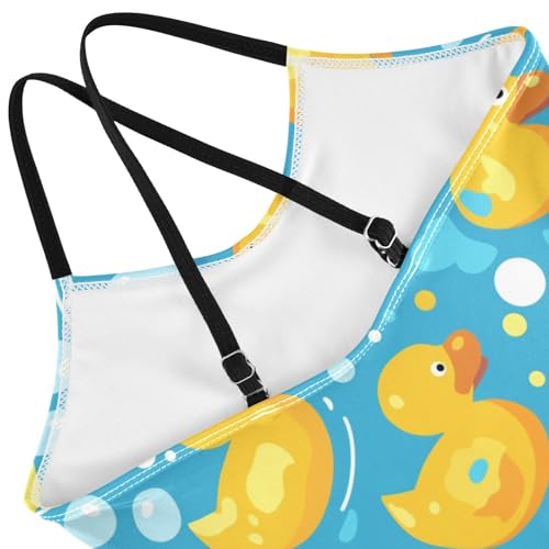 Duck Turquoise Kids Girls 1 Piecing Swimsuit Summer Swimming Suits Adjustable Strap Cute4